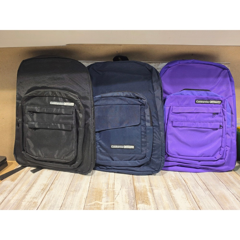 3- Coldwater Canyon Backpack Purple Blue Black Multi Pocket School Travel Bag